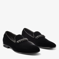 Mocassins Thame en velours à cristaux - Black & Smoke