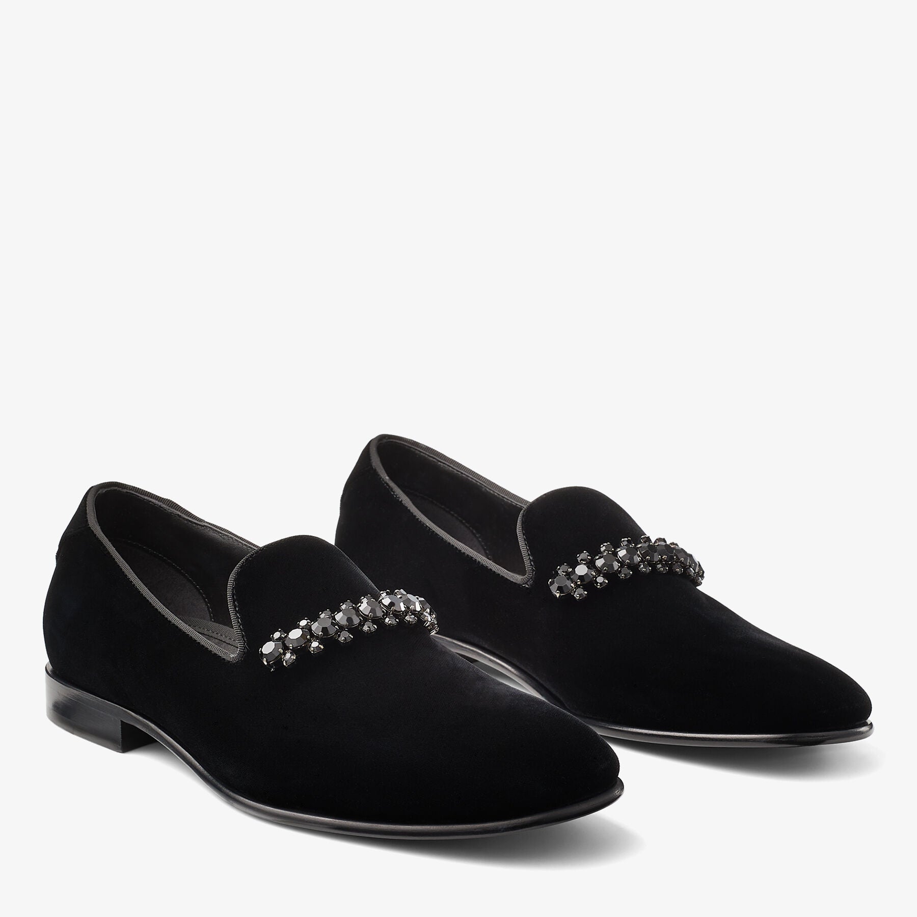 Mocassins Thame en velours à cristaux - Black & Smoke