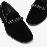Mocassins Thame en velours à cristaux - Black & Smoke