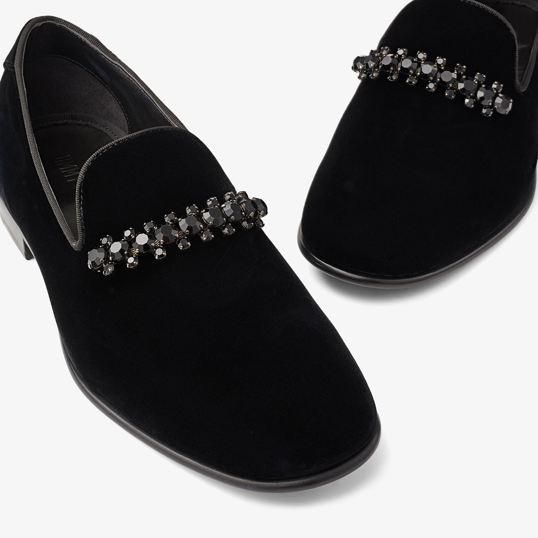 Mocassins Thame en velours à cristaux - Black & Smoke