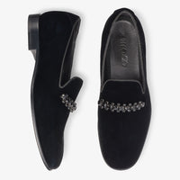 Mocassins Thame en velours à cristaux - Black & Smoke