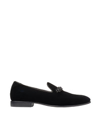 Mocassins Thame en velours à cristaux - Black & Smoke