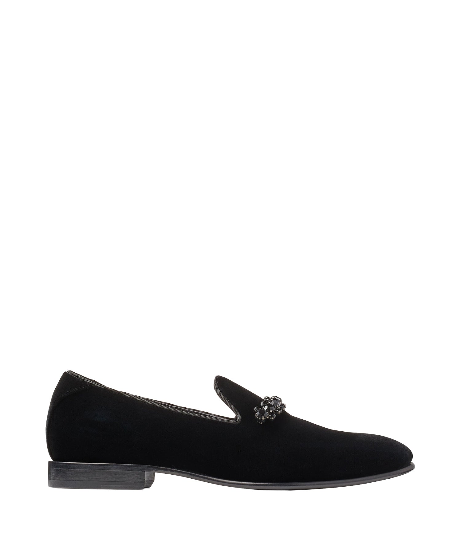 Mocassins Thame en velours à cristaux - Black & Smoke