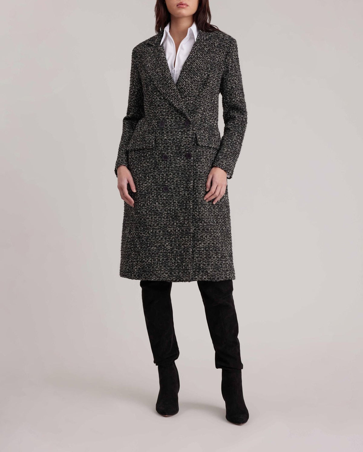 Manteau Theophile en twéed - Black & White