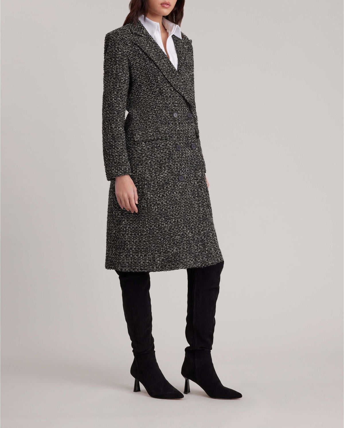 Manteau Theophile en twéed - Black & White