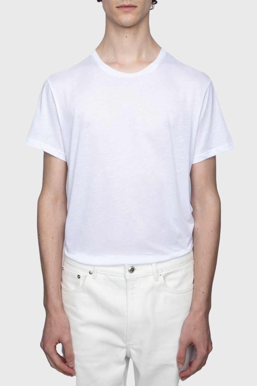 T-shirt unisexe Thierry manches courtes en coton - Blanc