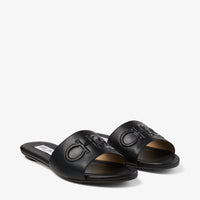 Sandales Tiaret plates en cuir embossé - Black