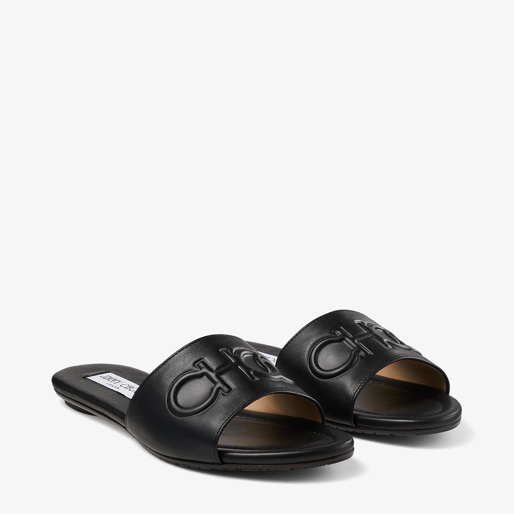 Sandales Tiaret plates en cuir embossé - Black