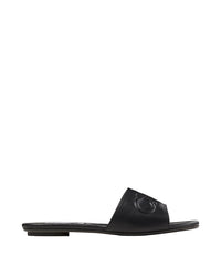 Sandales Tiaret plates en cuir embossé - Black