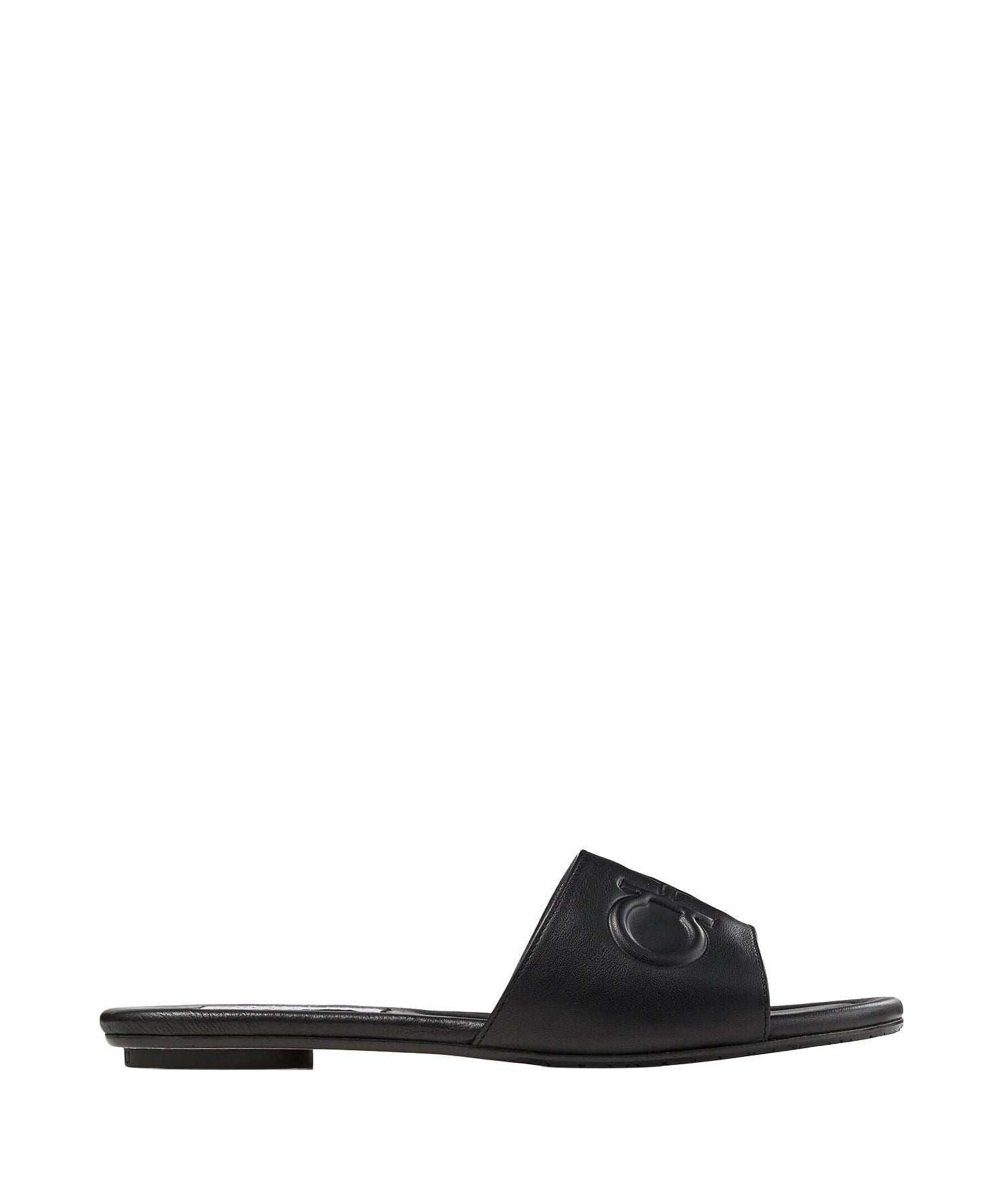 Sandales Tiaret plates en cuir embossé - Black