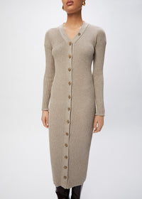 Robe midi Tierra côtelée - Beige