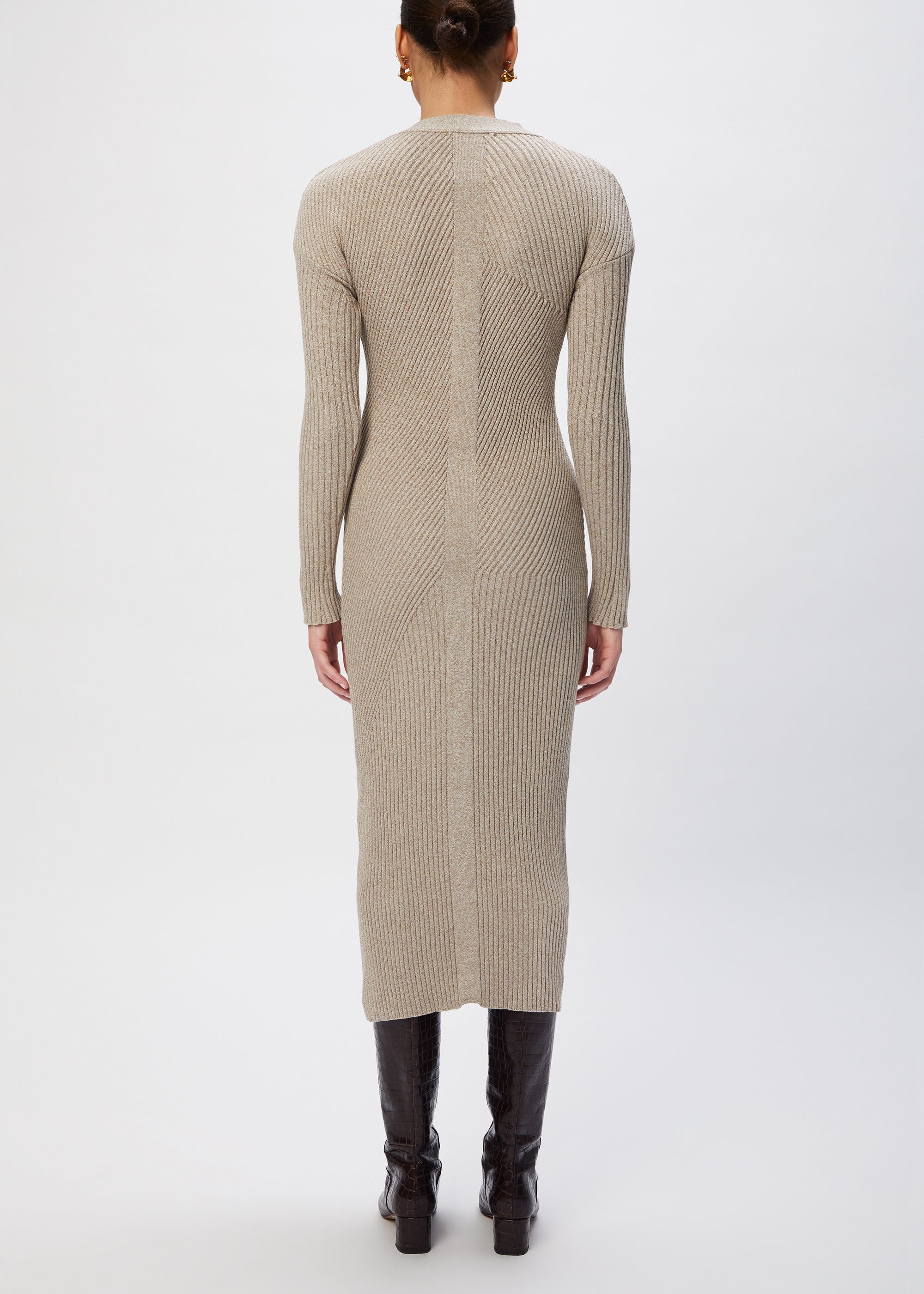 Robe midi Tierra côtelée - Beige