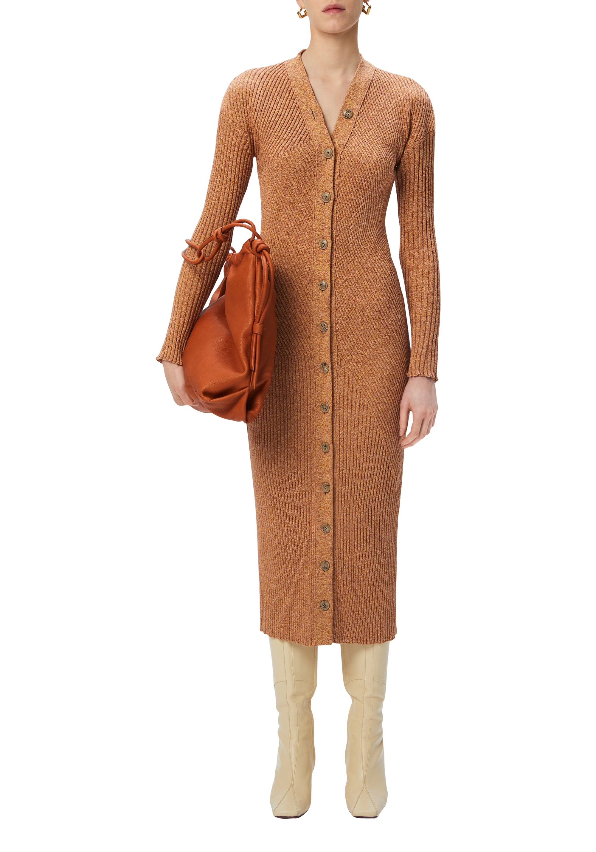 Robe midi Tierra côtelée - Rust