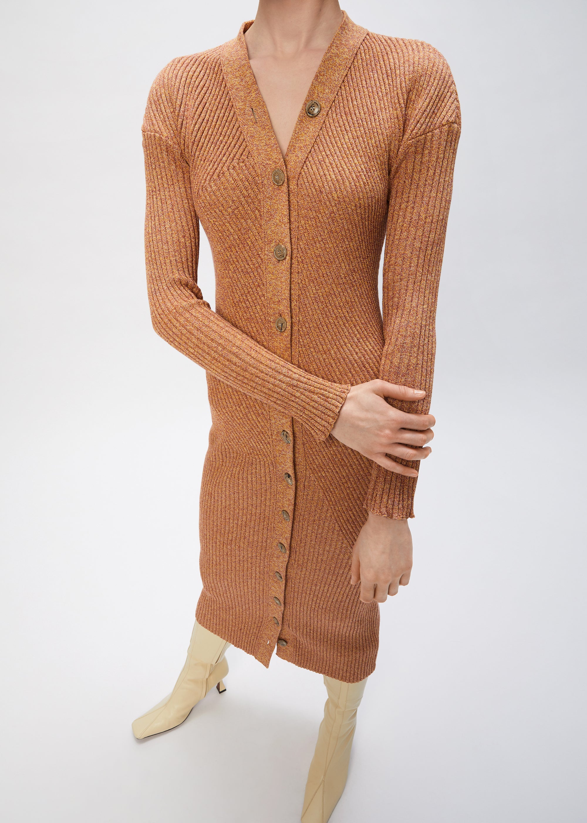 Robe midi Tierra côtelée - Rust