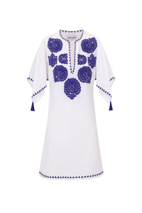 Robe courte brodée Tiki - White