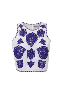 Tiki embroidered top - White