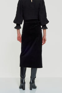 Jupe midi en velours Tilda - Black