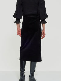 Jupe midi en velours Tilda - Black