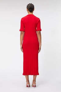 Red / KNITTED POLO DRESS