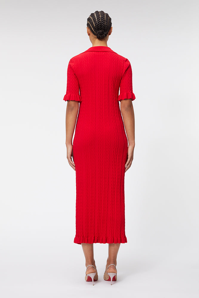 Red / KNITTED POLO DRESS