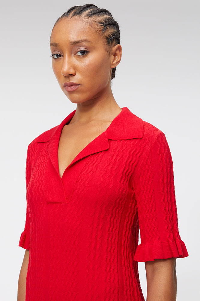 Red / KNITTED POLO DRESS
