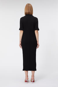 Black / KNITTED POLO DRESS