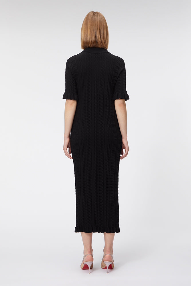 Black / KNITTED POLO DRESS