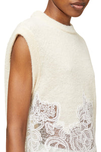 Pull sans manches en laine mélangée - Cream