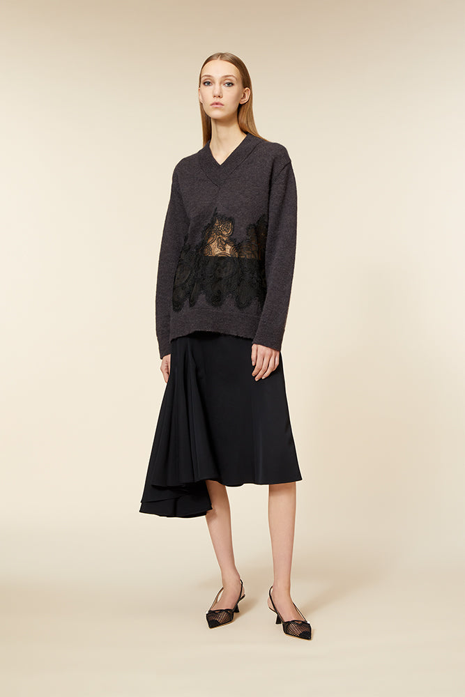 Charcoal / LACE SWEATER