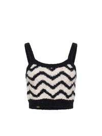 Jacquard herringbone tank top - Burro & Nero