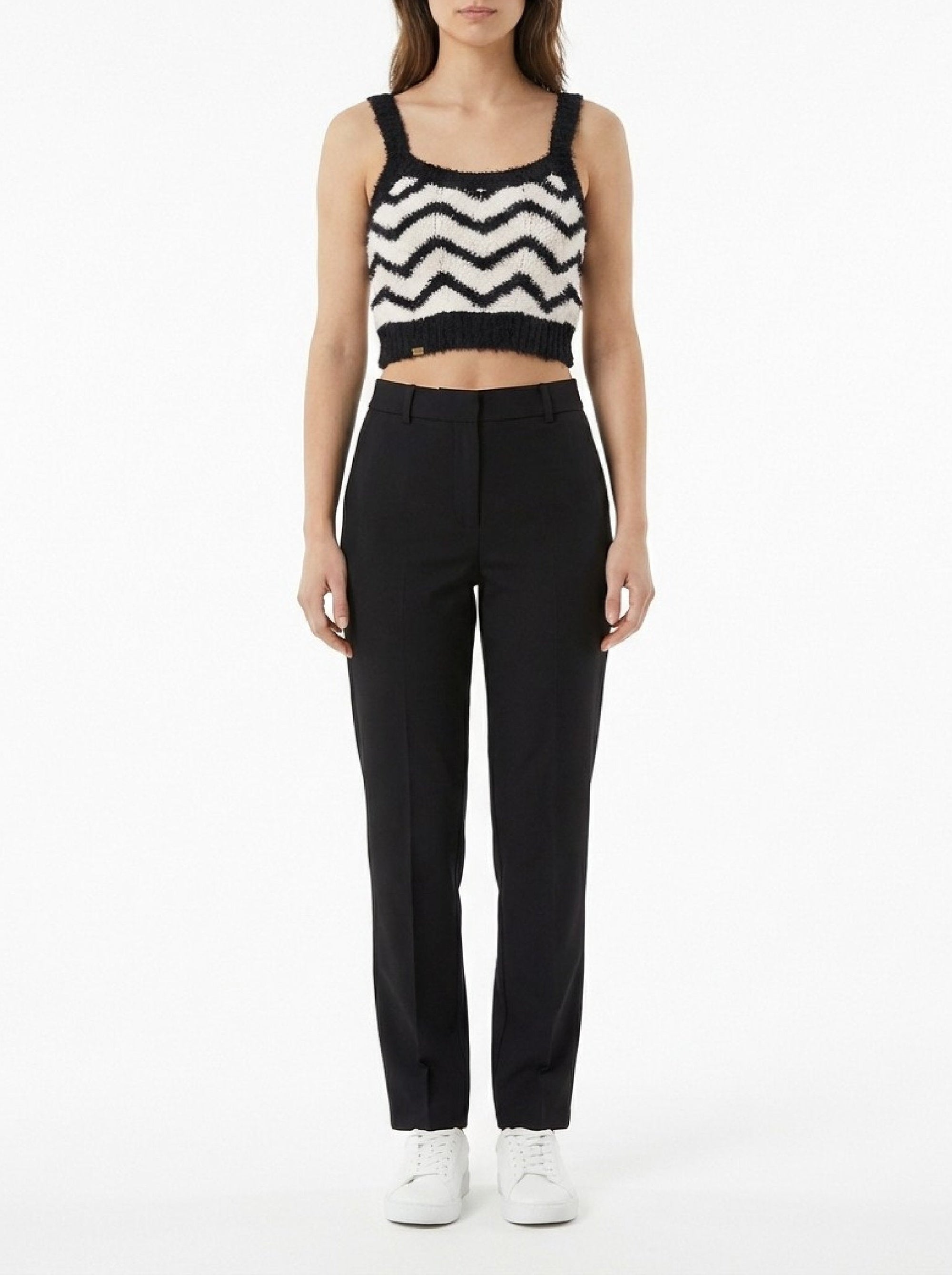 Jacquard herringbone tank top - Burro & Nero