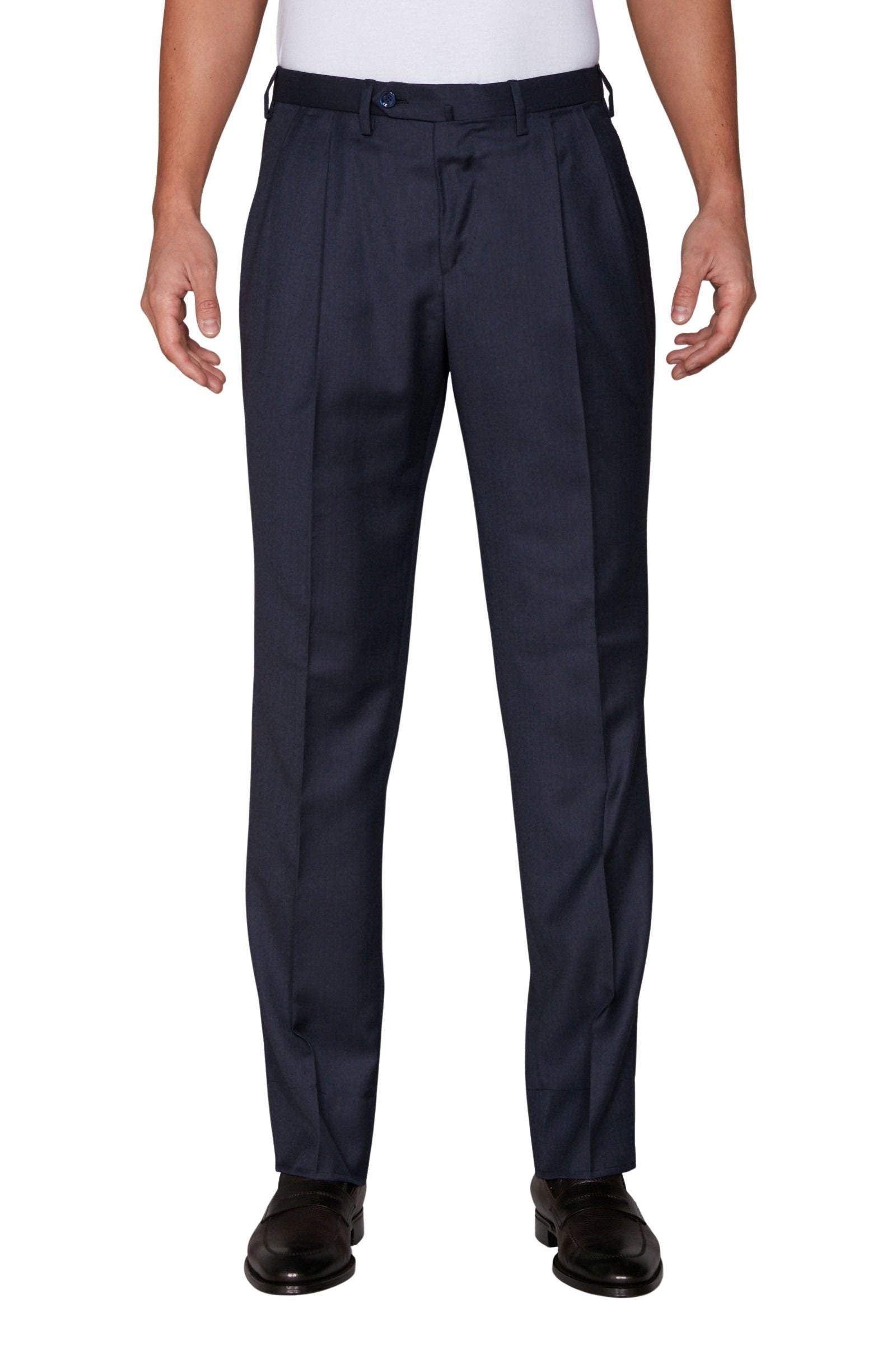 Pantalon de costume à pinces en laine - Bleu