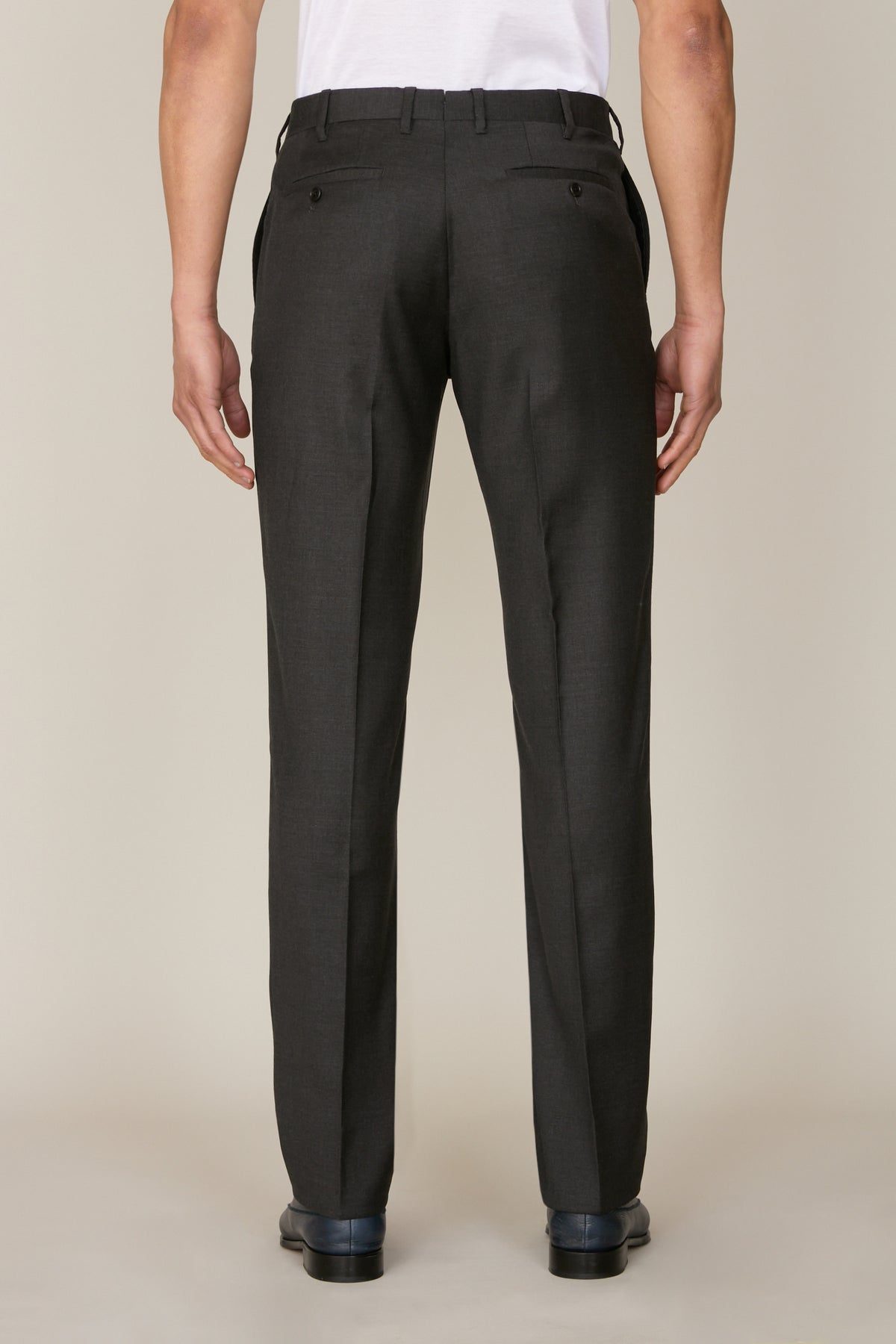 Pantalon sans pinces en laine - Charcoal