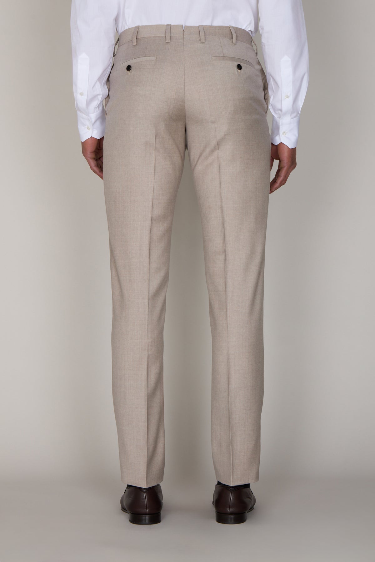 Pantalon sans pinces en laine - PALE CAMEL