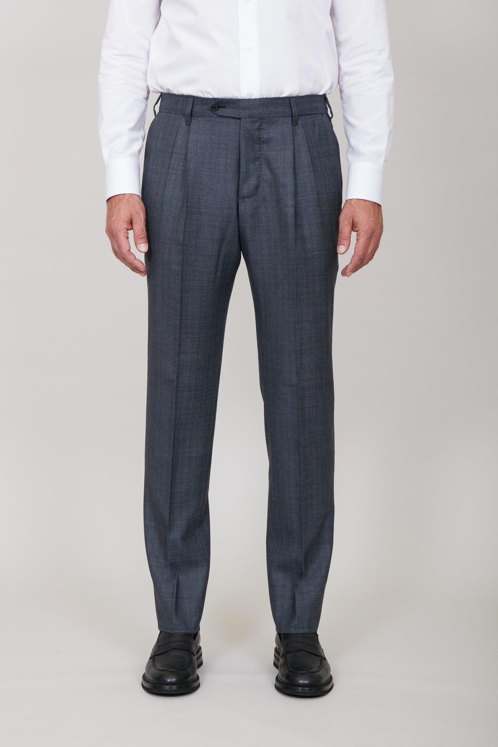 Pantalon à pinces et motif en laine - Gris