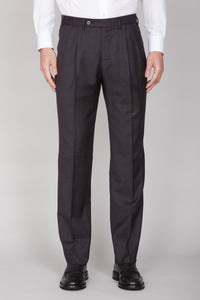 Pantalon à carreaux et plis en laine - Gris