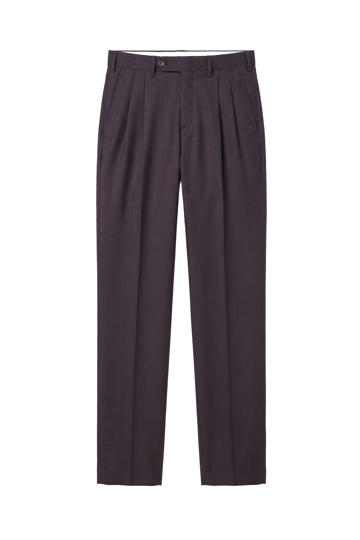 Pantalon à carreaux et plis en laine - Gris