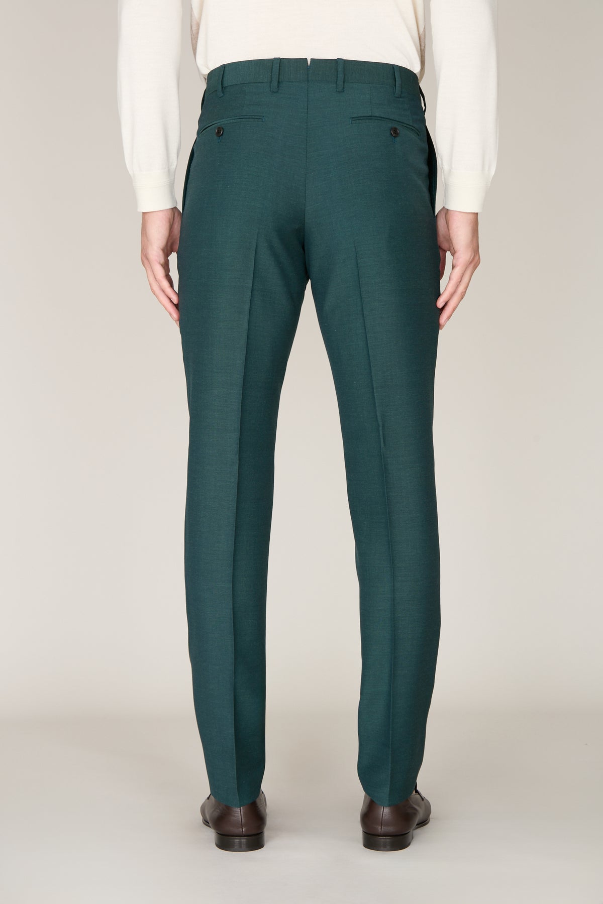 Pantalon à un pli en laine - Dark Green