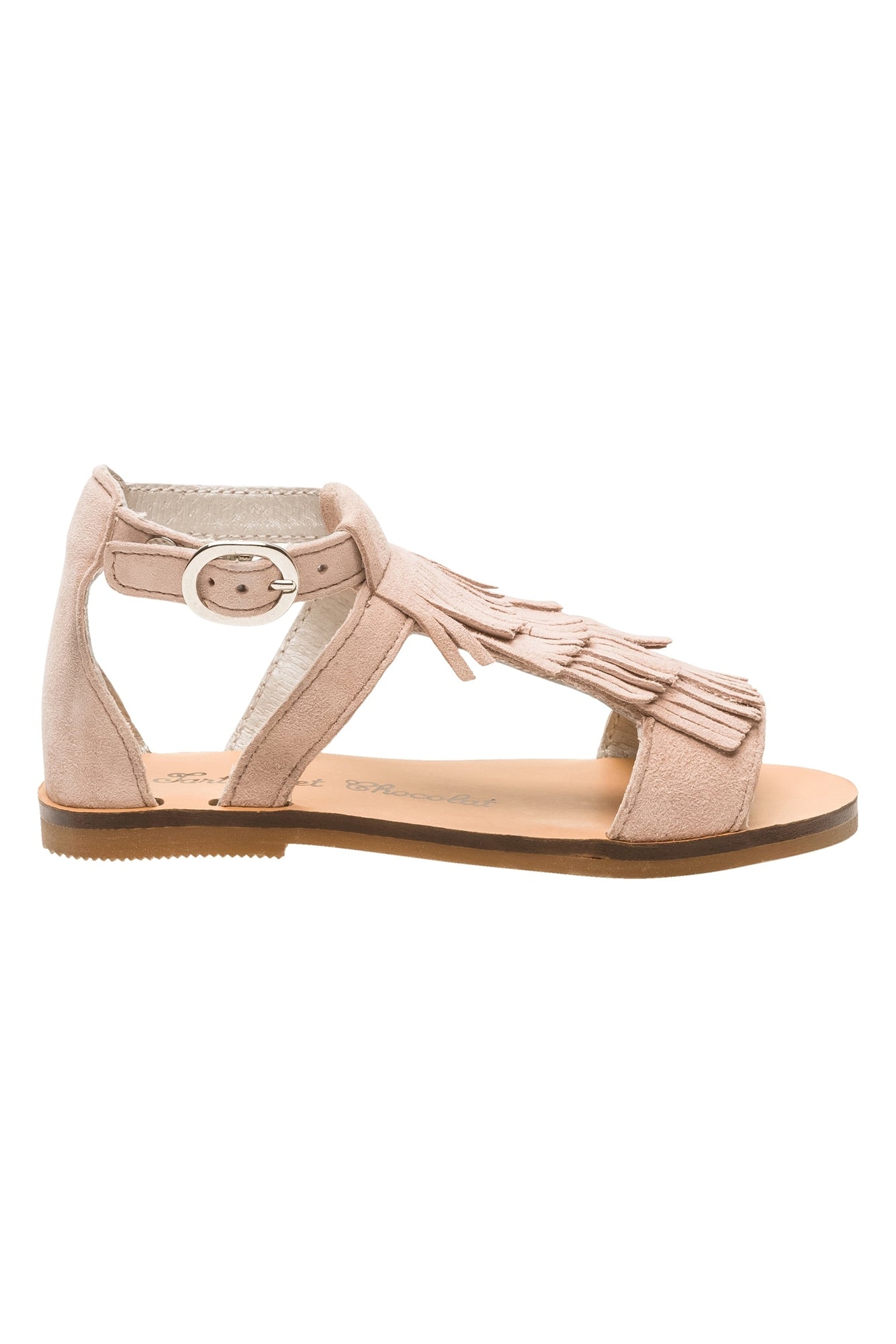 Suede fringed sandals - Nude