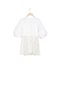 Top Communion en coton et guipure - Blanc