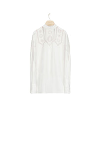 Top with inlaid cotton guipure - White