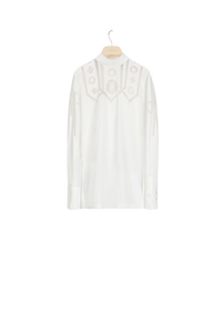 Top en coton à guipure incrustée - Blanc