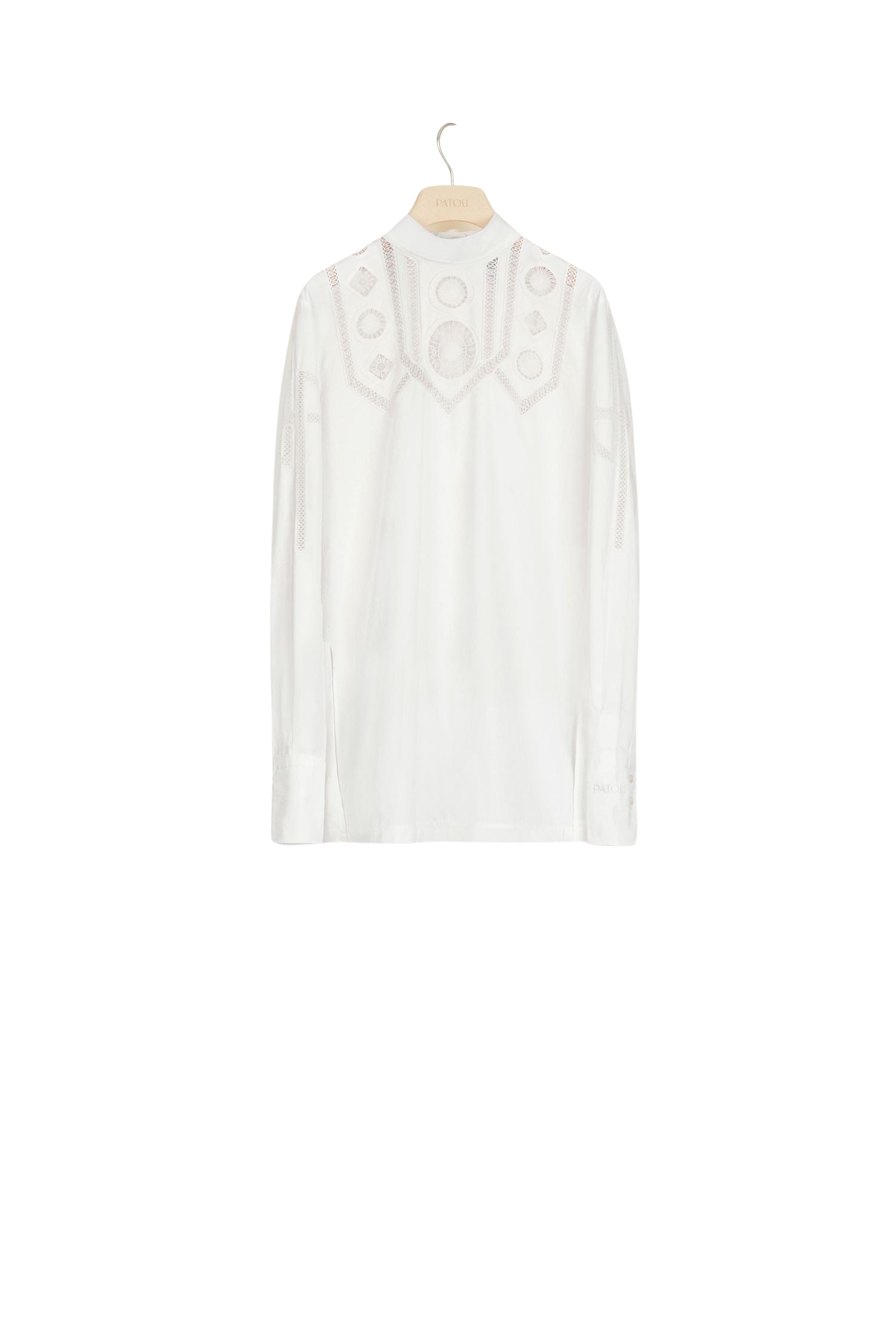 Top en coton à guipure incrustée - Blanc