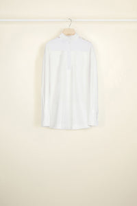 Cotton top with inlaid guipure - White
