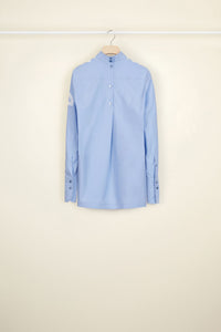 Cotton top with inlaid guipure - Blue