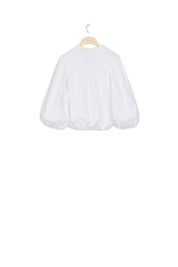 Poplin smocked crop top - White