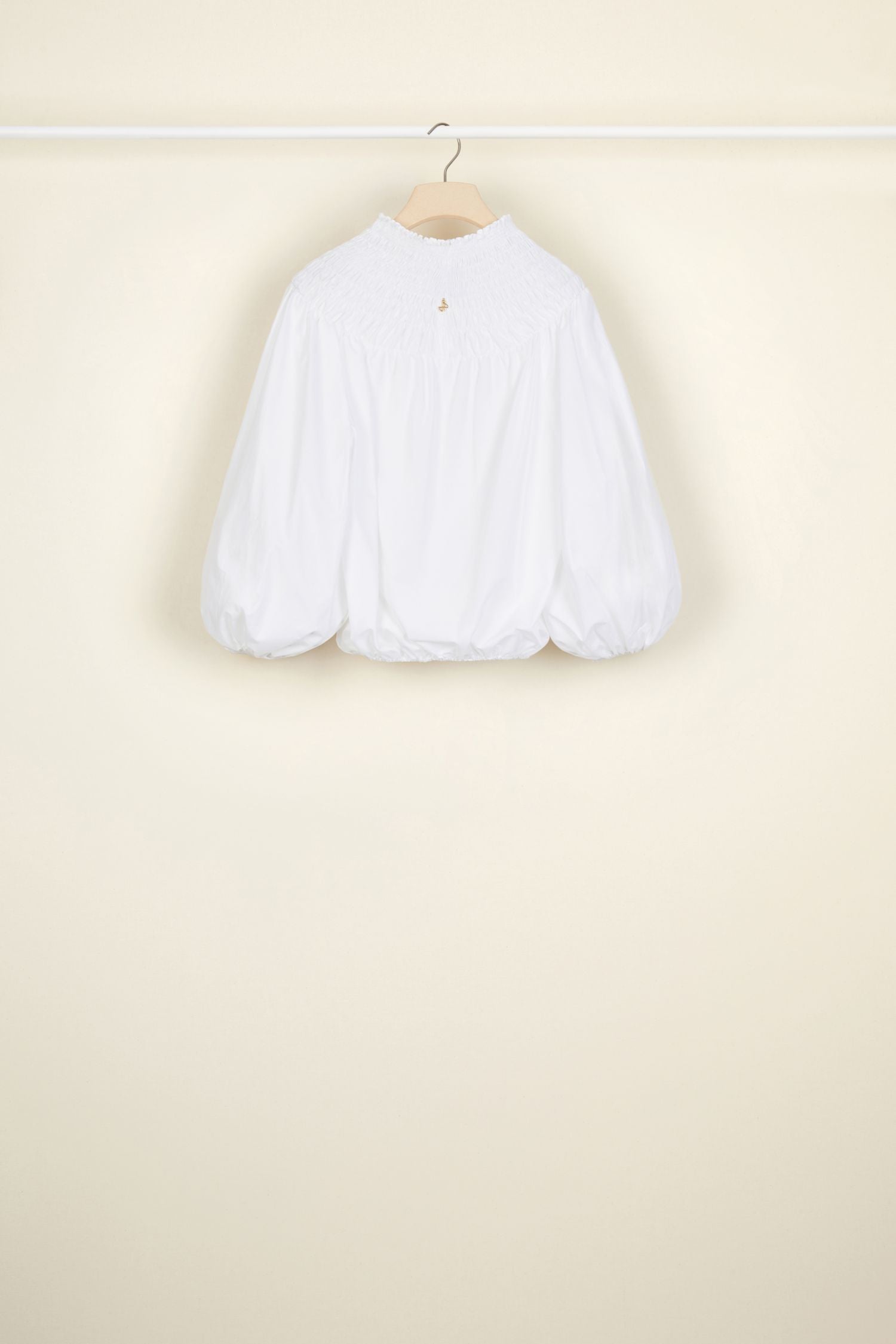 Poplin smocked crop top - White