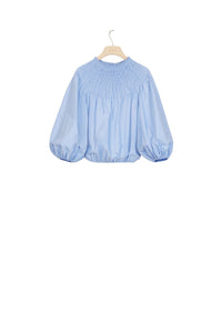 Poplin smocked crop top - Blue