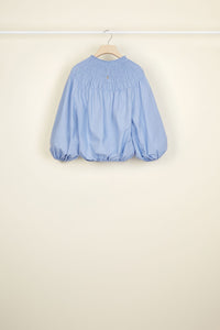 Poplin smocked crop top - Blue