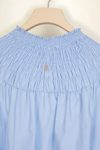 Poplin smocked crop top - Blue